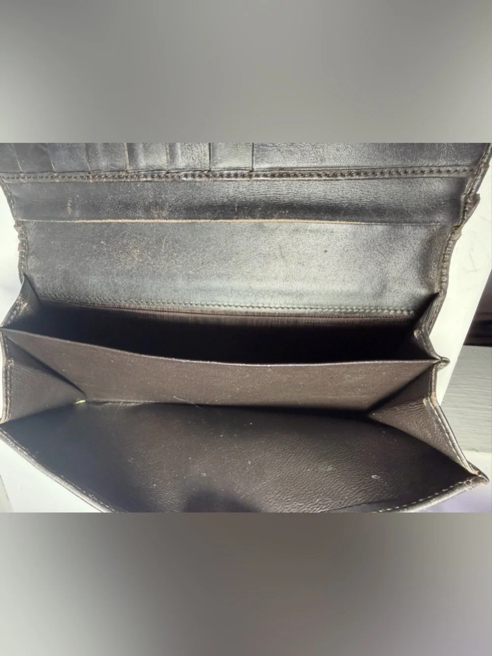 Gucci Brown and Beige Monogram Continental Wallet (Fair) with COA - Picture 14 of 16